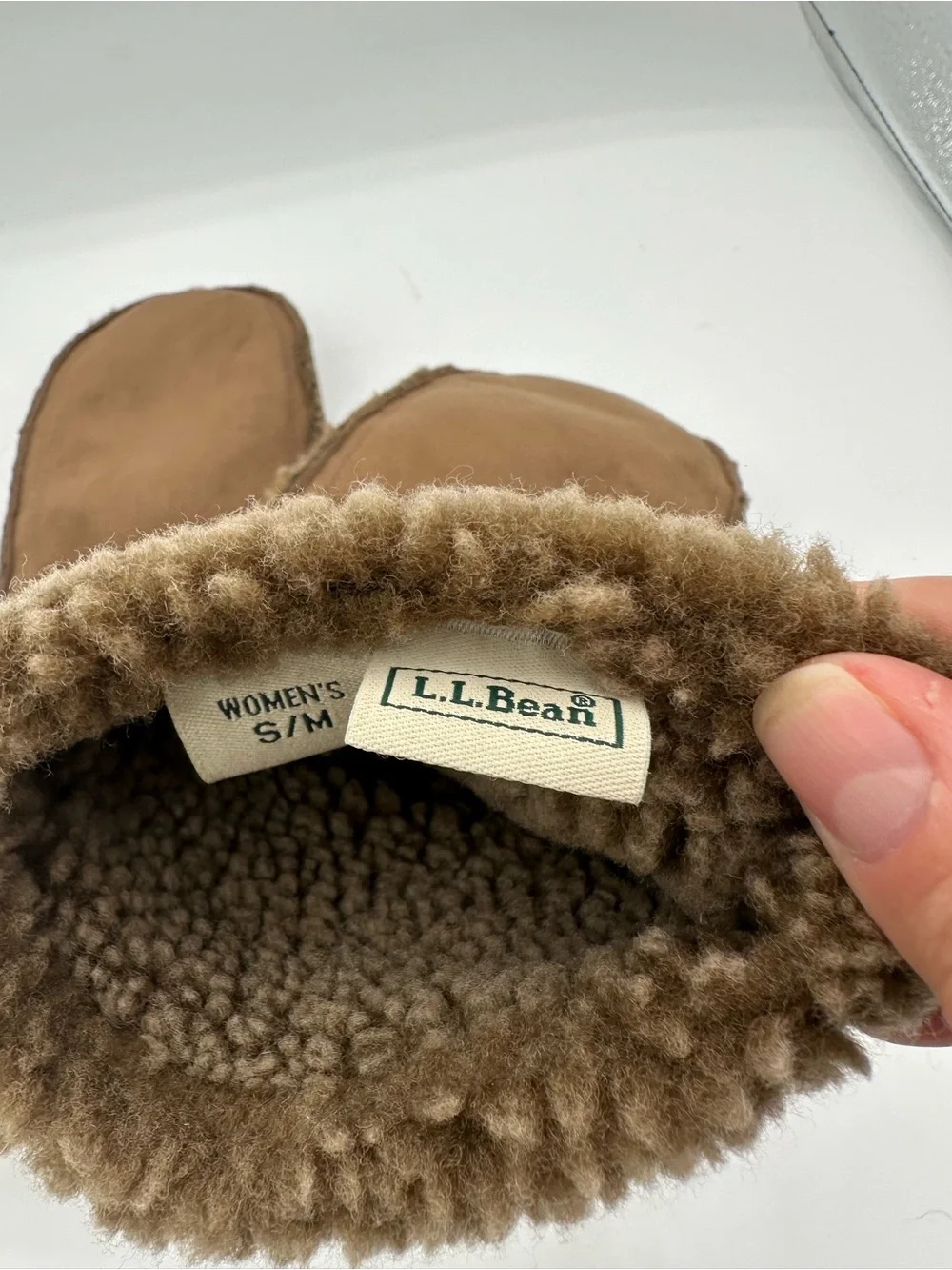 LL Bean Brown Polyester Soft Mitten Women S-M Sherpa Fleece Lined AA24